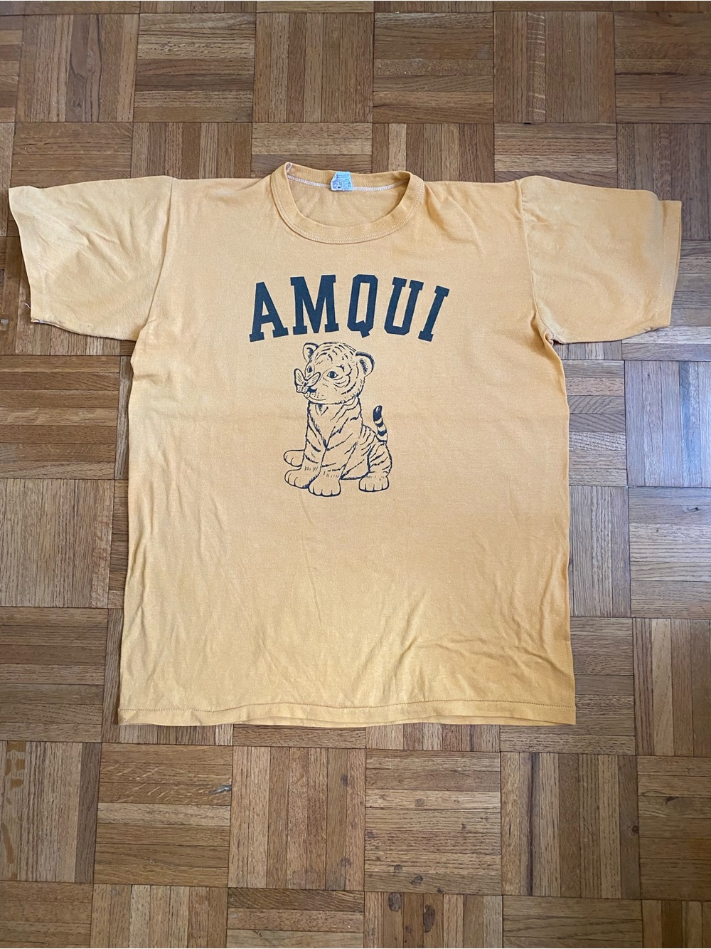 Vintage 1970s Russell Athletic Amqui Tiger Single Stitch T Shirt L